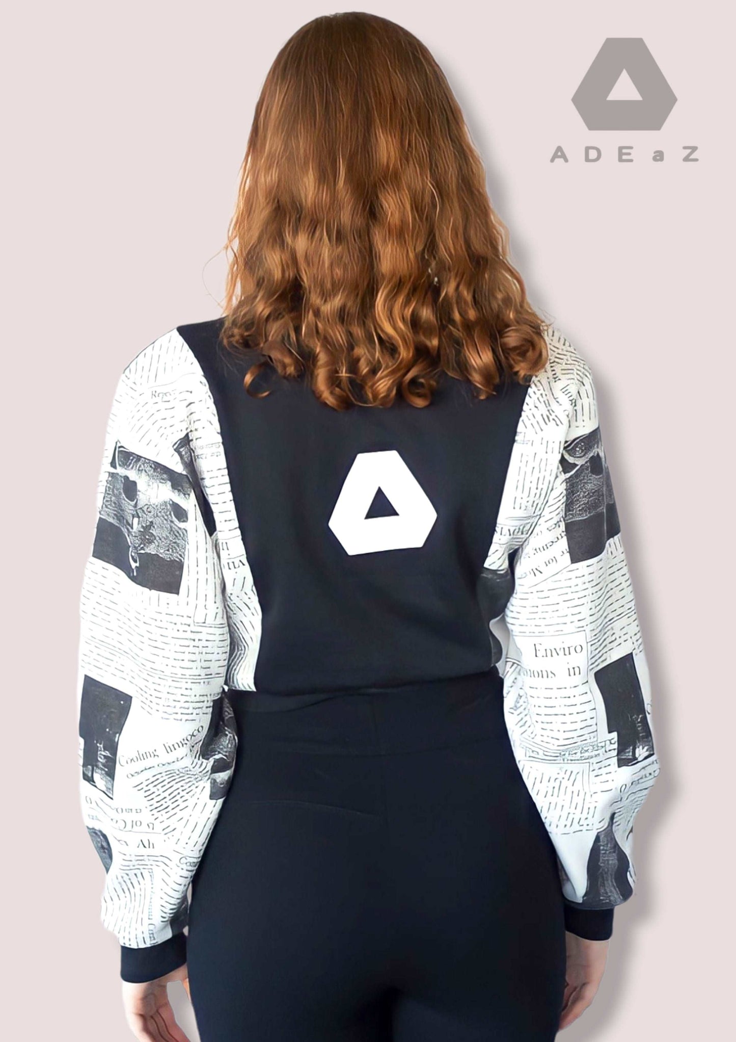 Fleece long sleeve paper print hot crop top for women, a unique blend of warmth and style with artistic patterns