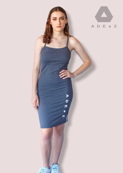 Chic and sexy dress featuring a daring crossover bodice in grey