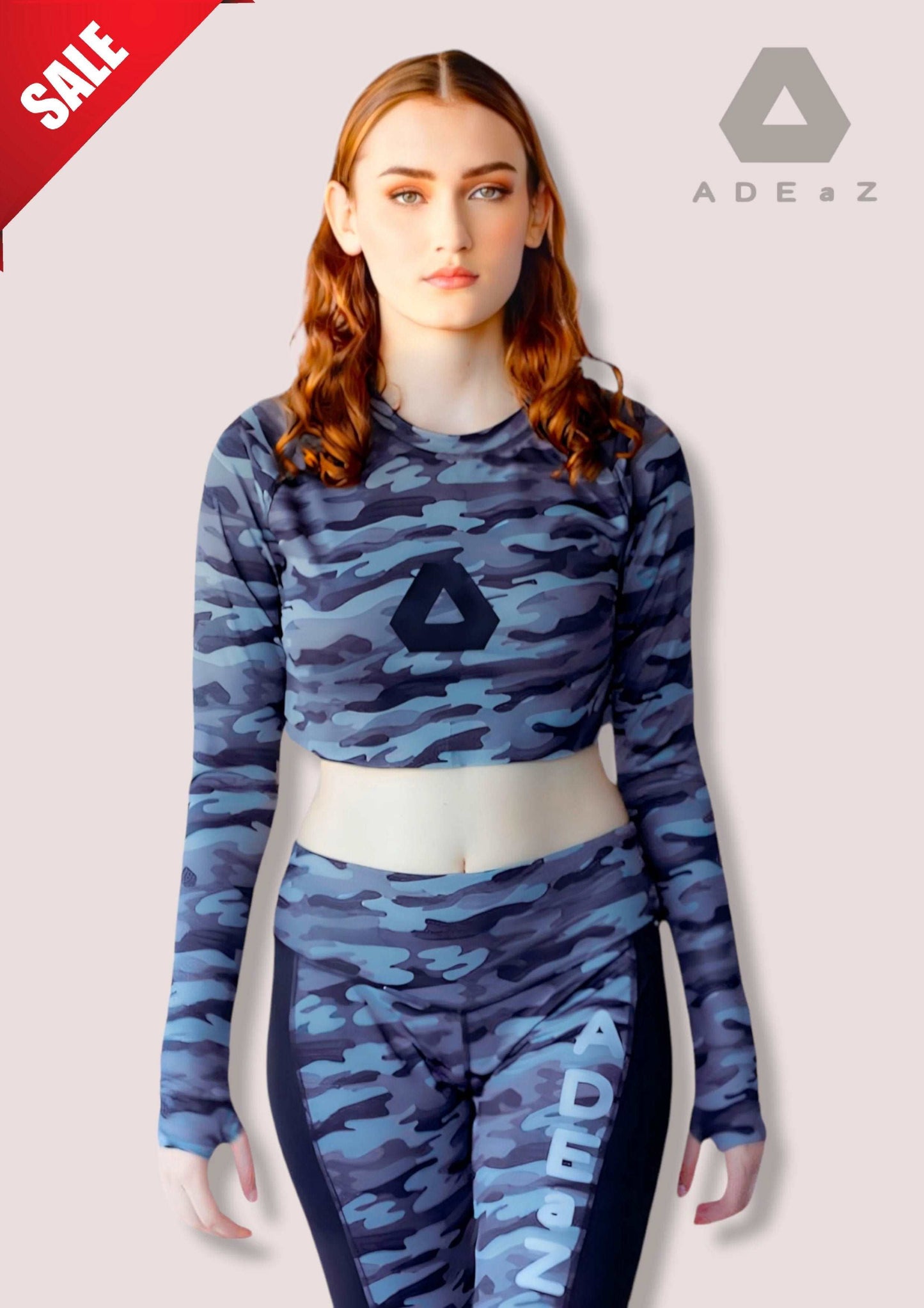 Camouflage Crop Top with Cycle Short Legging also in camouflage, aerie camo crop top alien camo crop top camo pants and crop top tops to wear with camo leggings ways to cut a crop top ways to wear crop tops blue camo crop top