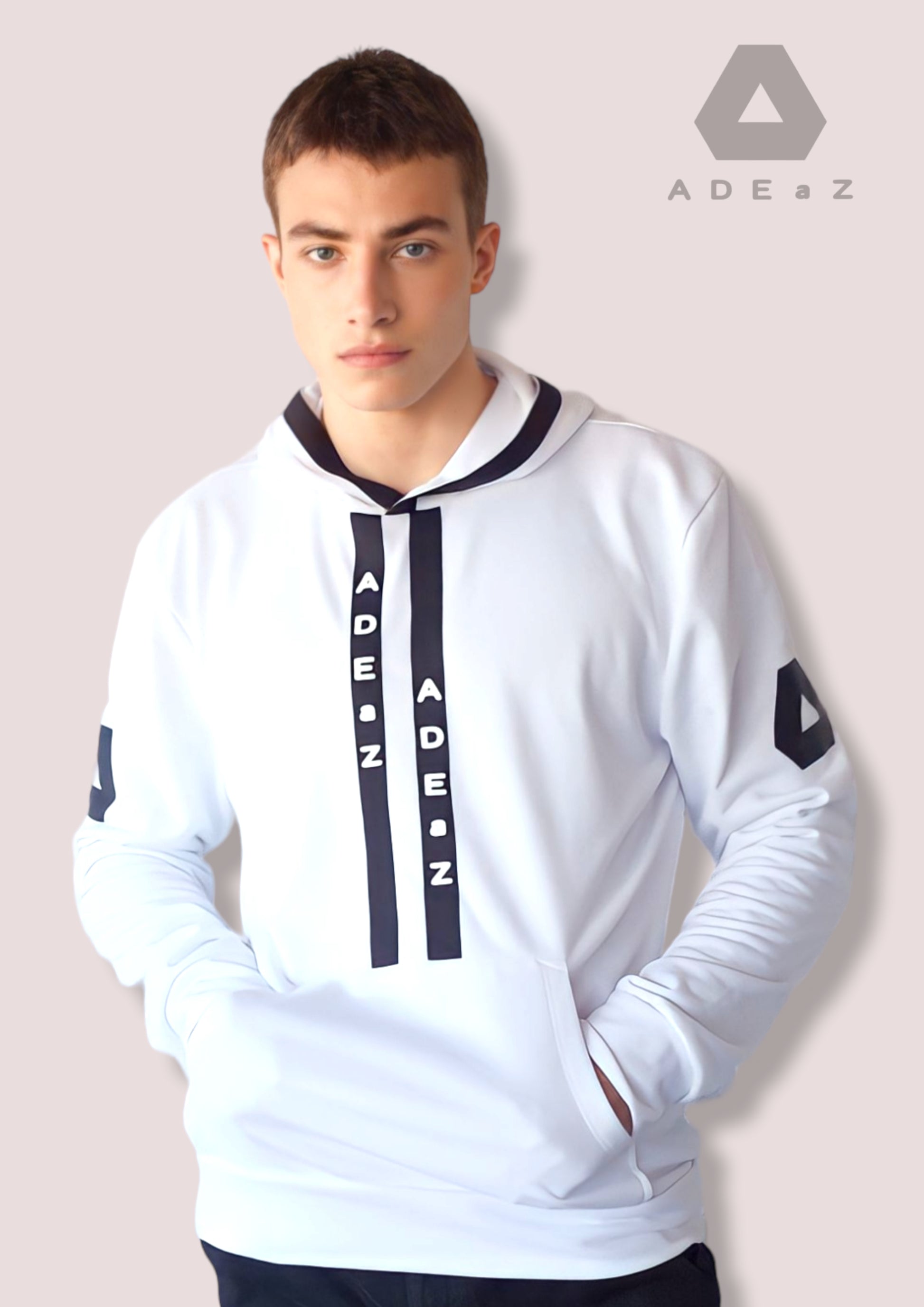 "Men's Fashion Hoodie with Stripe: Trendy hoodie for men with a fashionable stripe accent."
